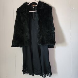 Vintage Genuine Rabbit Fur Wool Jacket M L 90s 80s Luxe Cozy Winter Layer